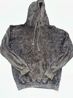 Men's Washed Black Hooded Sweatshirt